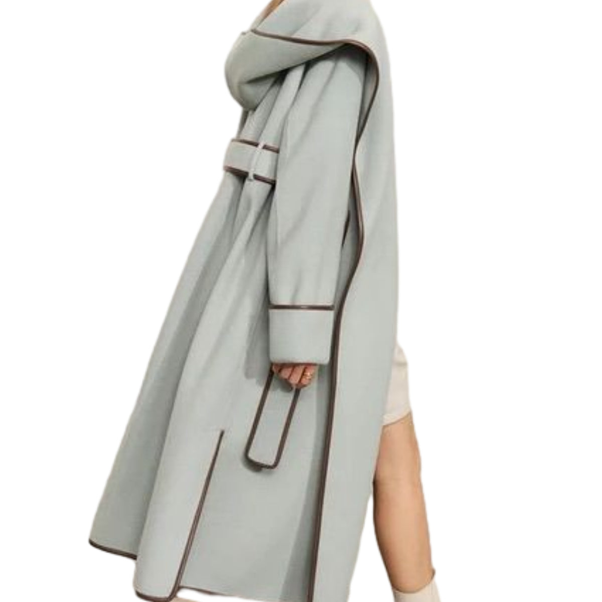 light blue luxury wool hooded coat