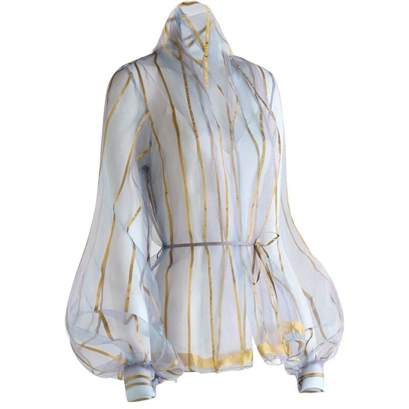 elegant sheer silk chiffon top for women